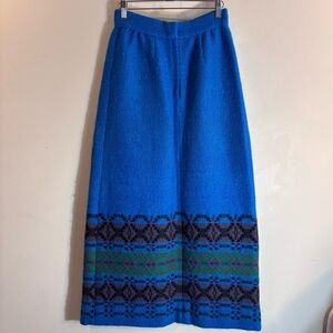 MADAWASKA WEAVERS Sz 10 Patterned Vintage Wool A-Line Maxi Skirt with a Slit